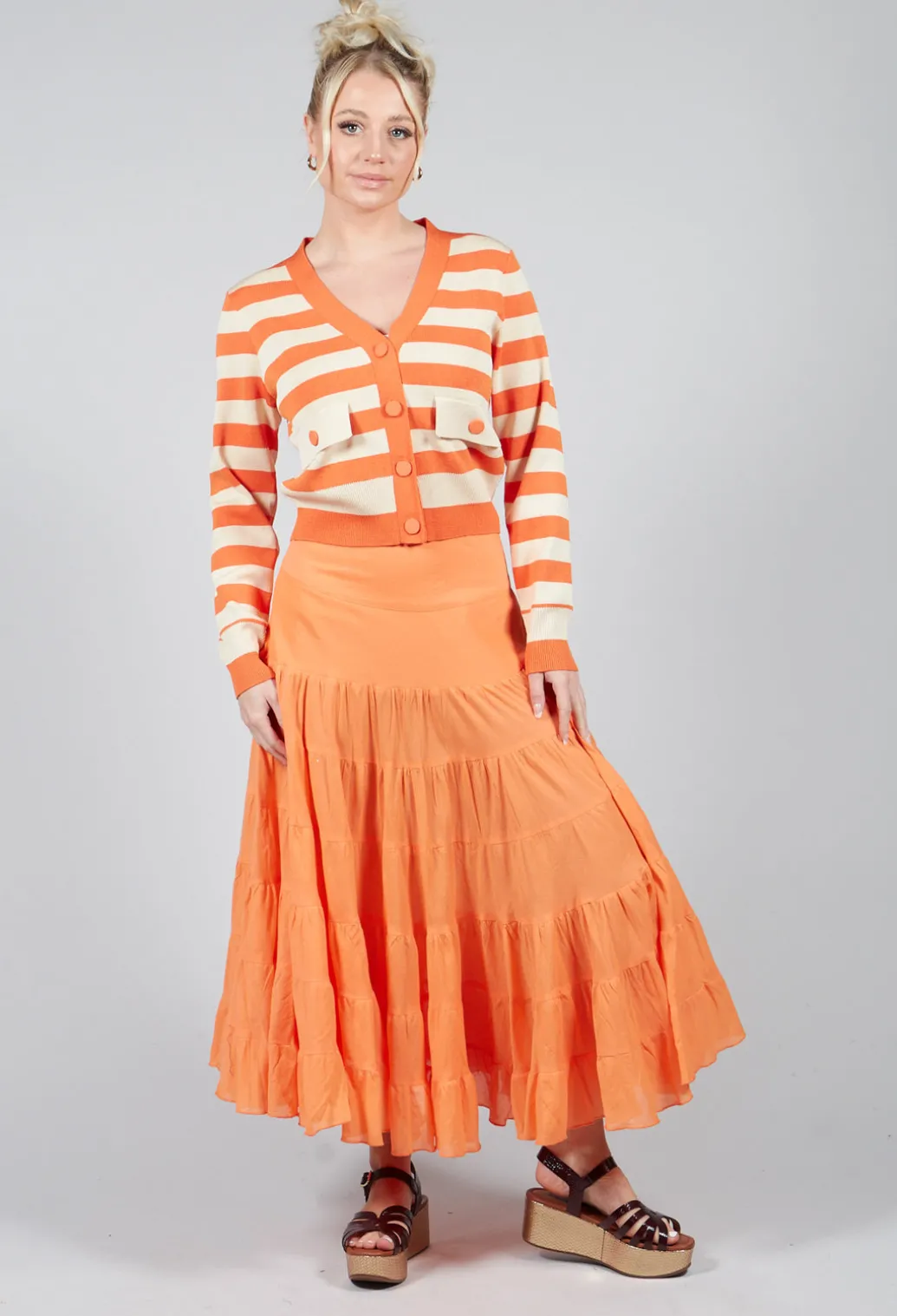 Umberta Cardigan in Orange Stripe