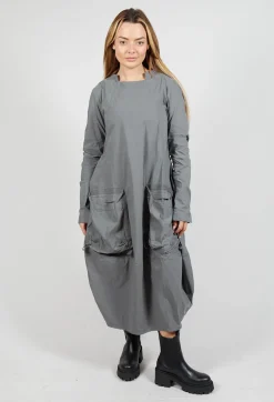 Utility Dress with Long Sleeves in Rock