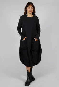 Utility Dress with Long Sleeves in Black
