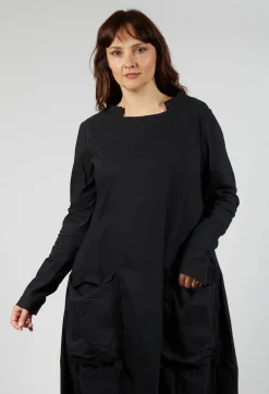 Utility Dress with Long Sleeves in Black