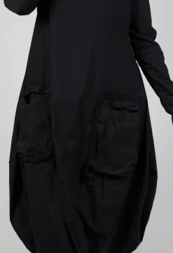 Utility Dress with Long Sleeves in Black