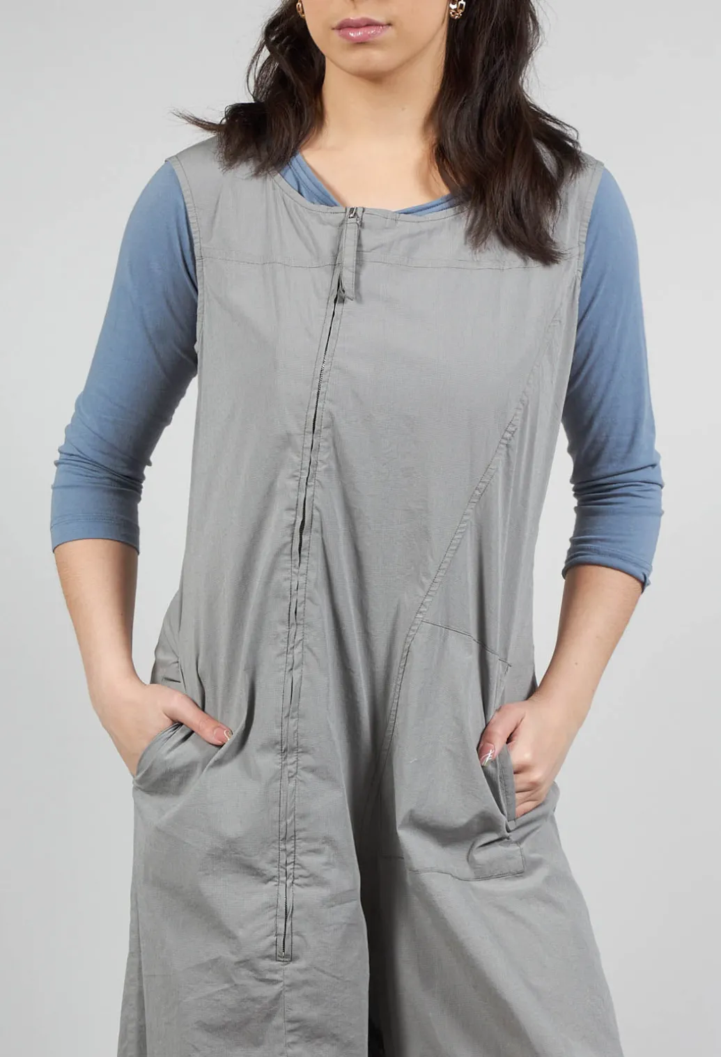 Utility Jumpsuit with Zip Detail in Olive Check