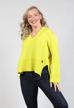 V Neck Jumper in Lime