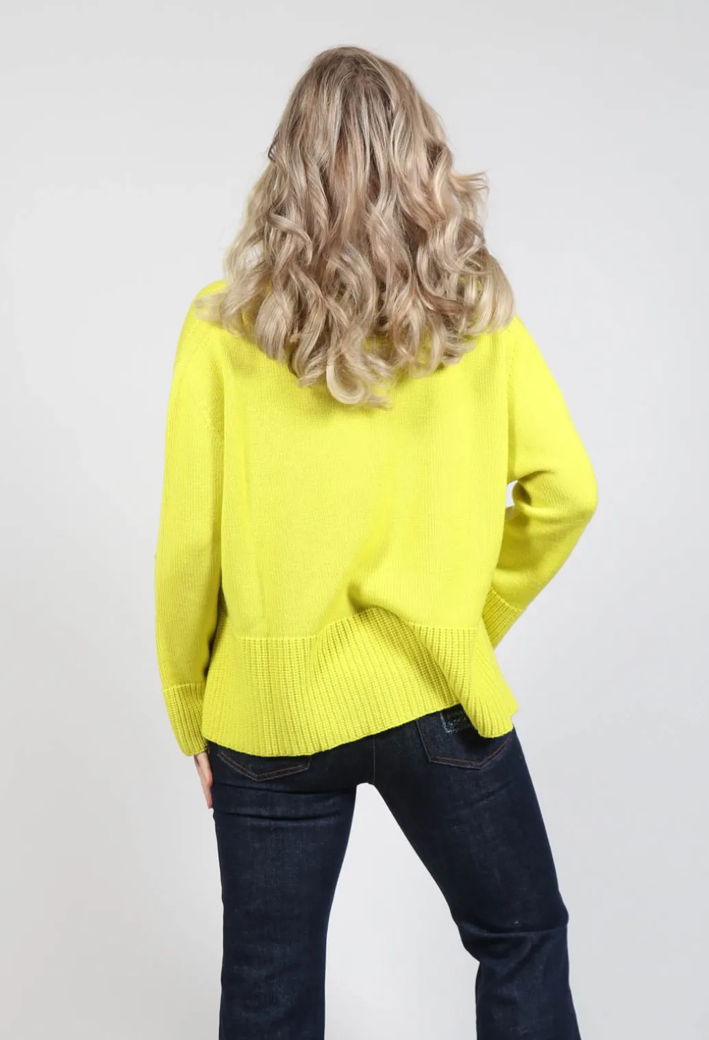 V Neck Jumper in Lime
