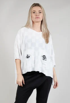 V Neck Patch Pocket Top in White