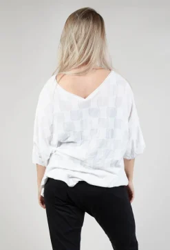 V Neck Patch Pocket Top in White