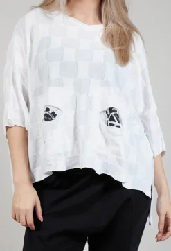 V Neck Patch Pocket Top in White