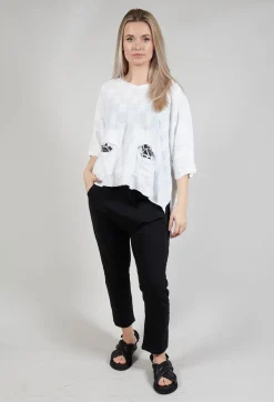 V Neck Patch Pocket Top in White