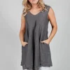 V Neck Tunic in Grey