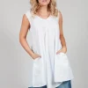 V Neck Tunic in White