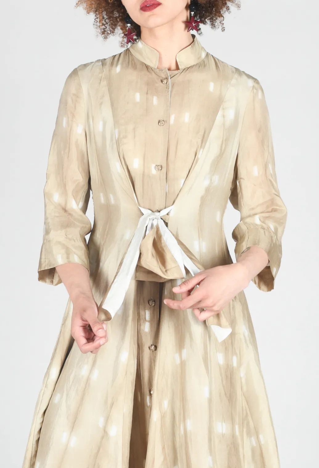 Vanilla Mao Chemisier in Beige and Cream