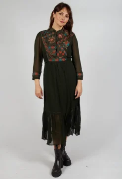 Veda Embroidered Dress Kaki