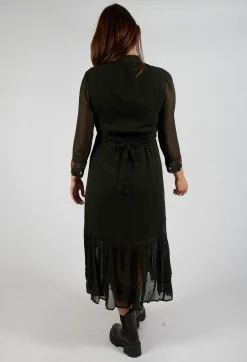 Veda Embroidered Dress Kaki