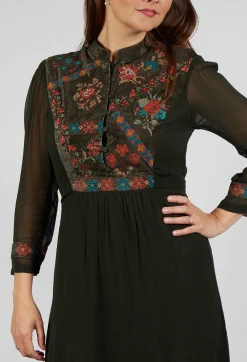 Veda Embroidered Dress Kaki