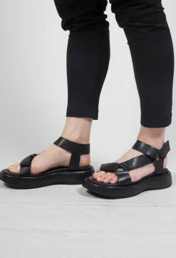 Velcro Strap Sandals in Black