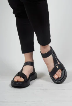 Velcro Strap Sandals in Black