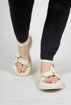 Velcro Strap Sandals in Ecru