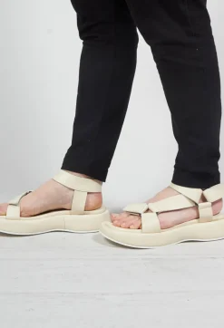 Velcro Strap Sandals in Ecru