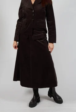 Velvet A-Line Skirt in Chocolate