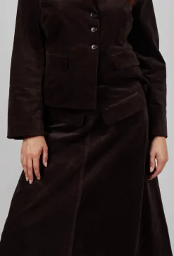 Velvet A-Line Skirt in Chocolate