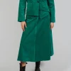 Velvet A-Line Skirt in Green