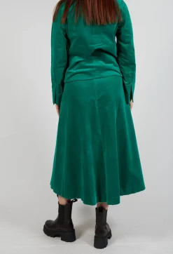 Velvet A-Line Skirt in Green