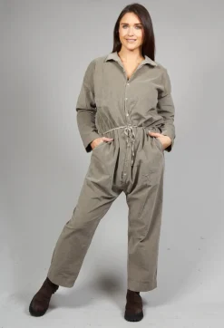 Velvet Collar Jumpsuit in Marron Glace