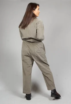 Velvet Collar Jumpsuit in Marron Glace