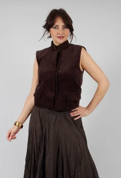 Velvet Gillet in Chocolate