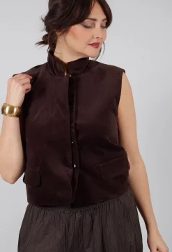 Velvet Gillet in Chocolate