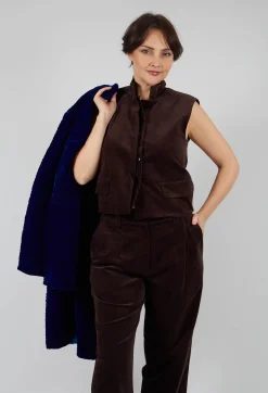 Velvet Gillet in Chocolate