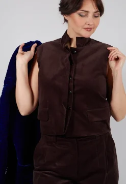 Velvet Gillet in Chocolate