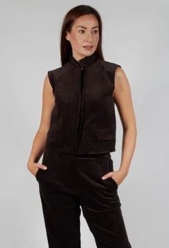 Velvet Gillet in Chocolate