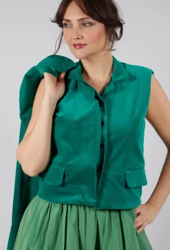 Velvet Gillet in Green