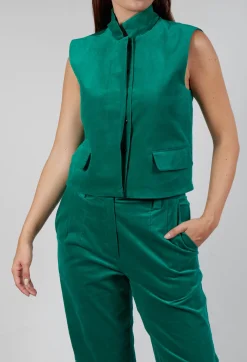 Velvet Gillet in Green