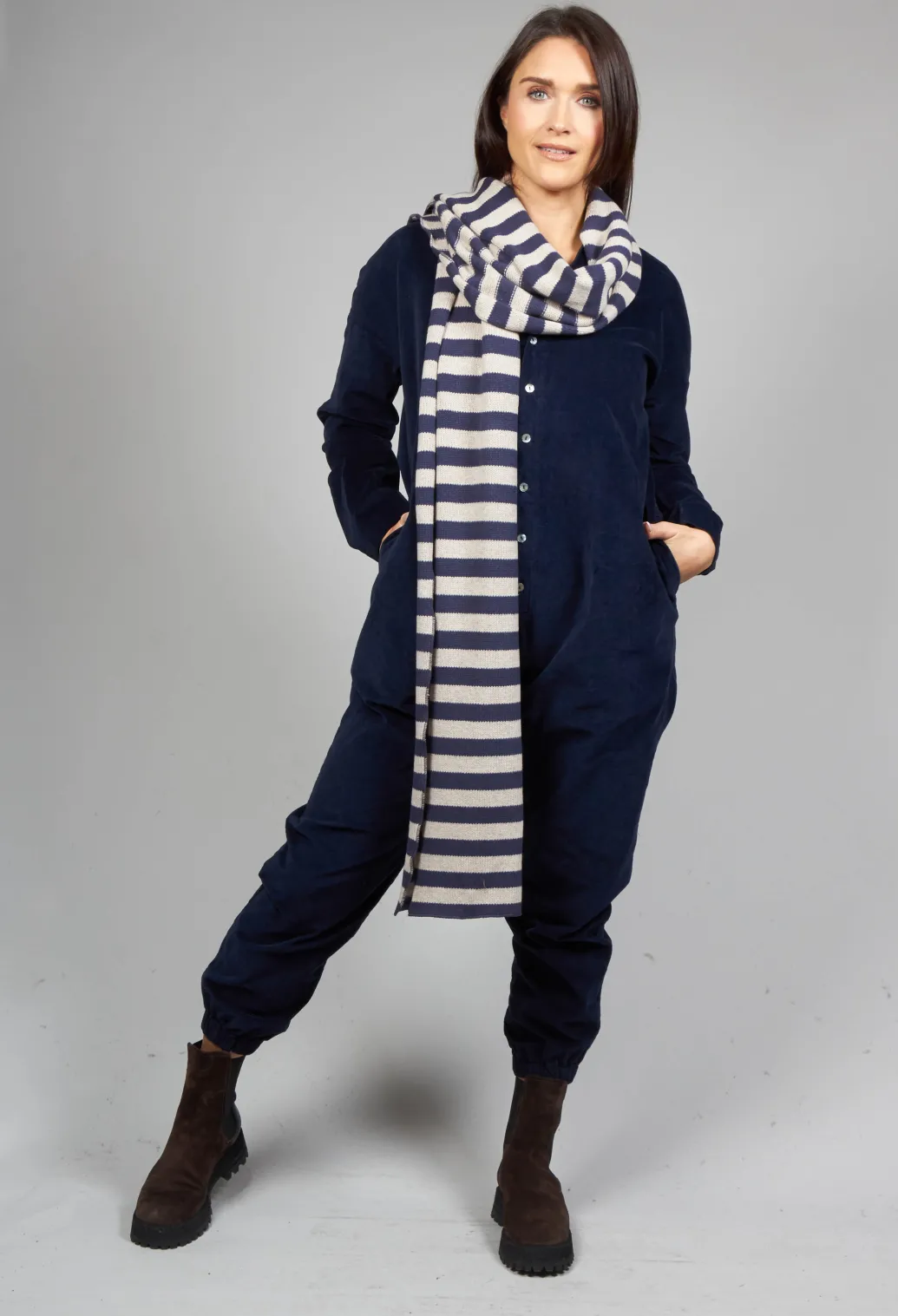 Velvet Jumpsuit in Navy
