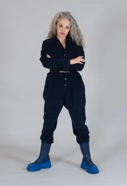 Velvet Jumpsuit in Navy