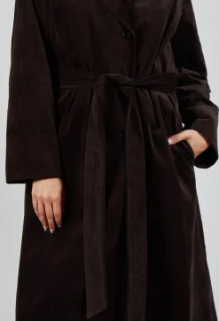 Velvet Long Coat in Chocolate