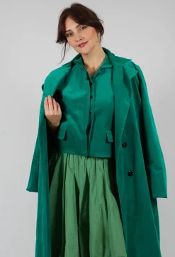 Velvet Long Coat in Green