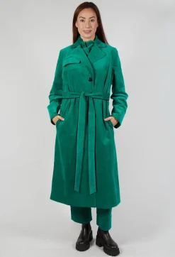 Velvet Long Coat in Green