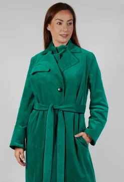 Velvet Long Coat in Green