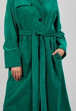 Velvet Long Coat in Green
