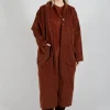 Velvet Long Coat in Rust