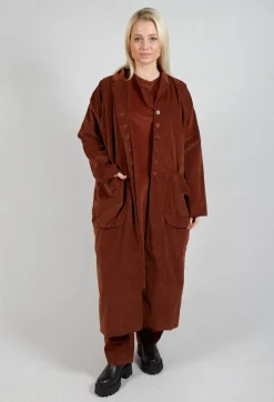 Velvet Long Coat in Rust