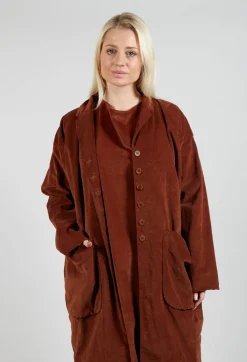 Velvet Long Coat in Rust