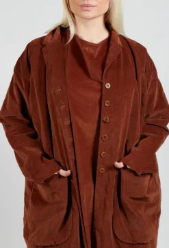 Velvet Long Coat in Rust
