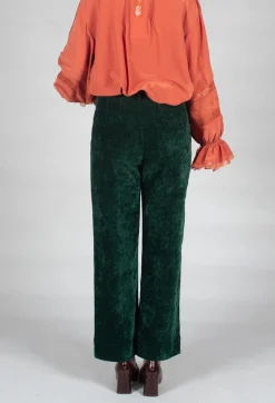 Velvet Pocket Detail Trousers in Vert