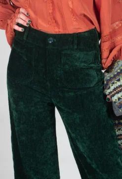 Velvet Pocket Detail Trousers in Vert