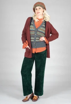 Velvet Pocket Detail Trousers in Vert