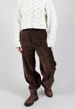Velvet Pocket Detail Trousers in Marron